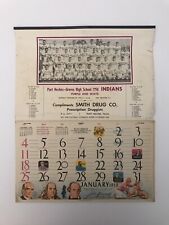 Antique Port Neches-Groves Texas High School Calendar 1959 Indians RARE picture