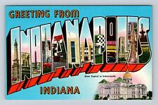 IN-Indiana, General LARGE LETTER GREETING, Antique Vintage Souvenir Postcard picture