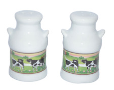 Vintage Salt & Pepper Shakers Milk Jugs w/ Cows Pasture Farm House Country picture