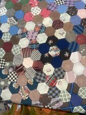 Antique 30's 40's Hexagon Mounted On Frame fabric feedsack  12 Inch Square picture