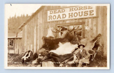 RPPC 1910. DEAD HORSE ROAD HOUSE. NELLIE NEAL TAXIDERMY. ALASKA. POSTCARD L28 picture