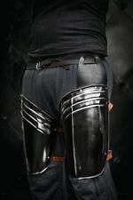 Medieval 18 Gauge Black Greaves Steel Leg Armor Guard Protection Costume picture
