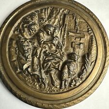 Antique Beveled Glass Brass Lid Sweet Heart Scene picture