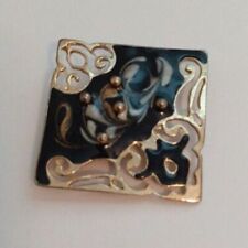 Unique Artistic Lapel Pin Black Creams Gold Tone picture