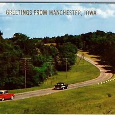 c1960s Manchester, IA Greetings Highway Ford Galaxie Plymouth Car Telegraph A233 picture