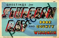 Greetings from STURGEON BAY WI, 1945?, large big letters, postcard jj186 picture