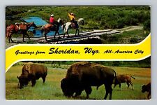 Sheridan WY-Wyoming, General Banner Greetings, Antique Souvenir Vintage Postcard picture