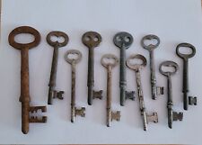Old Solid Steel Skeleton Keys, Lot of 10, Vary in size from 2.5