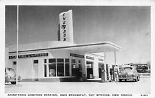 NEW MEXICO PHOTO POSTCARD: ARMSTRONG CHEVRON GAS STATION, HOT SPRINGS, NM picture