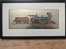 VTG Train Steam Locomotive Gold Foil Juptiter 1868 North Central Framed Kern picture