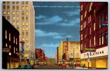 Sioux City Iowa~Downtown 4th St~Standard Jewelry~Nunn Bush Shoes~1930s Linen PC picture