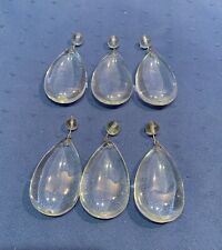 Vintage 6 Clear Glass Chandelier Teardrop Smooth w/ Bead picture