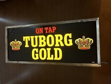 Vintage TUBORG Gold On Tap DOUBLE Crown Lighted Beer Sign Bar Man-Cave She-Shed picture