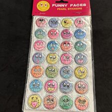 NEW Vintage Puffy Pearl FUNNY FACES Sticker Sheet - Rare picture