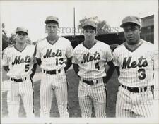 1990 Press Photo Pittsfield Mets Baseball Infielders Pose on Field - srs02661 picture