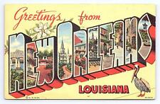 Postcard Greetings From New Orleans Louisiana Large Letter Curt Teich picture