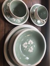Harkerware Green Ivory plates, bowls, cups 10 pieces picture