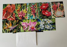 VTG Island Heritage Greeting Cards Hawaiian Art Garry Palm Boxed Set of 8 1995 picture