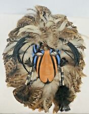 Vintage Native Tribal Mask Feathers Beads Signed RWA 89 picture