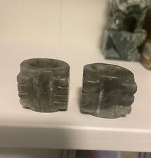 Vintage Antique Chinese  Carved Jade Small Carved Cong Pendant Set Of Two picture