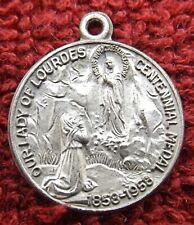 Vintage Saint Bernadette Lourdes Centennial 1858-1958 Catholic Medal Medallion picture