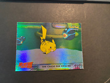 POKEMON 1999 TOPPS MOVIE ANIMATION EDITION THE CHASE FOR PIKACHU BLUE LOGO NO 28 picture