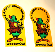 Set Of 2 Woodsy The Owl Give A Hoot Don't Pollute 1990s Stickers New NOS picture