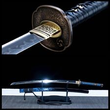 Blue Clay Tempered t10 Steel katana samurai sword Full Tang Handmade Blade picture