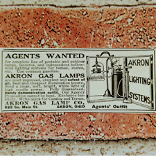 1915 Akron Gas Lamp Co - Akron Lighting Systems - Original Antique Vtg PRINT AD picture