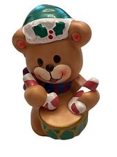 Vintage Christmas Napco Japan Teddy Bear Drummer Figurine-Green Hat picture