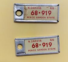 Vintage 1966 North Dakota DAV License Plate Tags Pair picture