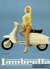1960s Jane Mansfield Vintage Lambretta Scooter Poster 13 x 19 Giclee Iris Print picture