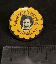 Vintage United Give Cerebral Palsy  Pinback Happiness Is Helping  Shirley Temple picture