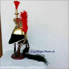 French Cuirassier Officer's Napoleon Style Brass Helmet W/ Working Head Red Gift picture
