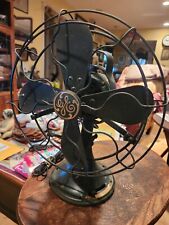 Antique Vintage GE Military Green Oscillating 3 Speed Handle Fan Original works picture