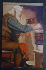 vtg postcard pre-linen Stern Bachelor's Meal old man cooking art unposted picture