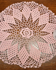 Vintage Handmade Tabletop Centerpiece Pink Doily Round 9