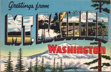 c1950s MT. RAINIER, Washington Large Letter Postcard Colourpicture Linen Unused picture