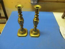 Pair Of Antique English Brass Push Up Candle Sticks picture