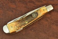 SCHRADE MADE IN USA NKCA STAG PREMIUM TRAPPER KNIFE NICE 1982 1/10000 (15759) picture