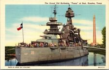 Postcard The Grand Old Battleship 'Texas' at rest, Houston, Texas Curteich UNP picture