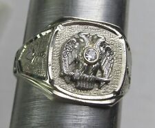 scottish rite masonic double headed eagle 14k gold diamond ring size 10 picture