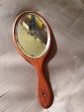 Vintage Wooden Beveled Hand Held Mirror picture