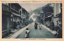 1930 Nagasaki Japan Street Scene World Cruise Hamburg American Line Postcard picture