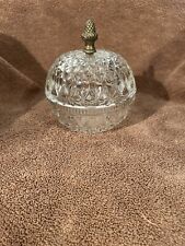 Vintage Lancaster Crystal Candy Dish Trinket Box With Brass Acorn Finial picture