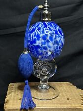 Vintage Royal Limited Crystal Atomizer Perfume Bottle Blue & White Swirl 7 In” picture