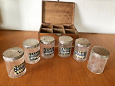 Antique early 20th Century RARE Finley Acker Glass Spice Jars in Box HTF picture