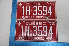 Quebec Canada License Plate Pair Set 1972 PQ Tag 1H3594 picture