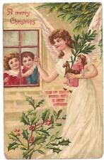 Vintage 1908 Christmas PC w/Guardian Angel & Children picture