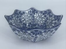 Blue & White Lotus Octagon Bowl 8”x3.25” picture